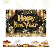 Gcerfby New Years Eve Backdrop - 2D Print Golden Balloons Banner,39x59in Wall New Years Decorations 2026 - for Photography, Holiday Party, Birthday, Studio Props, Patio, Indoor, Home, Apartment