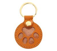 Gcerfby Round Cat Paw Leather Ke ychain Pendant, Pet Hair Keepsake Keyring, Memory Charm Pendant, Personalized T-ribute Accessory, Eye-Catching, Decorative, 9.2x6cm, for Bag Purse Paw Charm