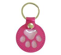 Gcerfby Round Cat Paw Leather Ke ychain Pendant, Pet Hair Keepsake Keyring, Memory Charm Pendant, Personalized T-ribute Accessory, Eye-Catching, Decorative, 9.2x6cm, for Bag Purse Paw Charm