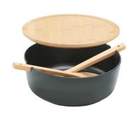 Gcerfby Salad Bowl, Complete Serveware Set, 28.5 X 10.5 Cm, Large Serving Mixing Bowls, Wooden Food Serving Container with Spoon and Fork, Easy to Use, for Fruits Pasta Snacks