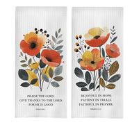 GCFET Inspirational Christian Kitchen Towels 16x24 Inch Set of 2, Christian Gifts for Women, Christian Bible Verse Dish Towels for Kitchen, California Poppy Decorative Hand Towels for Bathroom Kitchen
