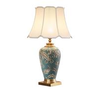GCHBTMQ Boutiques UK 28.3” Modern Ceramic Table Lamp Hand Painted Flowers and Bell Shade Decor Classic Traditional Bedside Desk Nightstand Lamp Desk Lamp