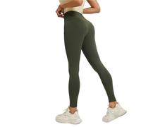 GCHNow Ruiziliang Anti-cuffing Slim-fit Butt-lifting High-waisted Workout Pants, Peach-butt Seamless Yoga Leggings(Olive green,3X-Large)