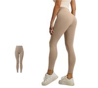 GCHNow Ruiziliang Anti-cuffing Slim-fit Butt-lifting High-waisted Workout Pants, Peach-butt Seamless Yoga Leggings(Khaki,3X-Large)