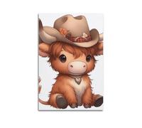 GCHPRINTEU Cartoon Cute Highland Baby Cow Motivational Canvas Poster Gift Home Wall Decoration Animal Fun Art Print for Bedroom Living Room 08x12inch(20x30cm) Unframe-style