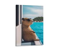 GCHPRINTEU Chill Capybara on Vacation Motivational Canvas Poster Gift Home Wall Decoration Animal Fun Art Print for Bedroom Living Room 20x30inch(50x75cm) Frame-style-1