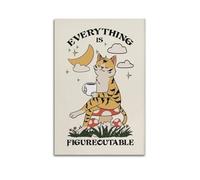 GCHPRINTEU Everything Is Figureoutable Motivation Poster with Cat, Print Home Office Music Album Canvas Poster Gift Home Wall Decoration Animal Fun Art Print for Bedroom Living Room 12x18inch(30x45cm)