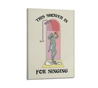 GCHPRINTEU Frog in The Bathroom Singing Poster, This Shower Is for Singing Music Album Canvas Poster Gift Home Wall Decoration Animal Fun Art Print for Bedroom Living Room 12x18inch(30x45cm) Frame-sty