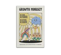 GCHPRINTEU Growth Mindset Poster, No Rain No Rainbow, Retro Motivation Print Home Office Music Album Canvas Poster Gift Home Wall Decoration Animal Fun Art Print for Bedroom Living Room 08x12inch(20x3