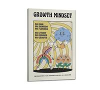 GCHPRINTEU Growth Mindset Poster, No Rain No Rainbow, Retro Motivation Print Home Office Music Album Canvas Poster Gift Home Wall Decoration Animal Fun Art Print for Bedroom Living Room 24x36inch(60x9