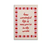 GCHPRINTEU How Wonderful Life Isnow You Are in The World Print, Red Pink Wall Art Music Album Canvas Poster Gift Home Wall Decoration Animal Fun Art Print for Bedroom Living Room 16x24inch(40x60cm) Un