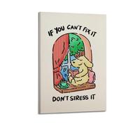 GCHPRINTEU If You Can't Fix It, Don't Stress It Print Positive Affirmations Poster, Kids Office Decor, Cute Dog Wall Art Music Album Canvas Poster Gift Home Wall Decoration Animal Fun Art Print for Be