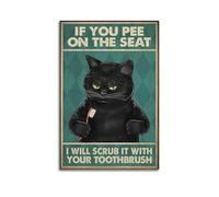 GCHPRINTEU If You Pee On The Seat-Black Cat Vintage Motivational Motivational Canvas Poster Gift Home Wall Decoration Animal Fun Art Print for Bedroom Living Room 24x36inch(60x90cm) Unframe-style