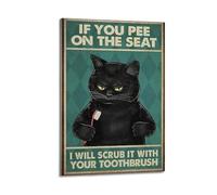 GCHPRINTEU If You Pee On The Seat-Black Cat Vintage Motivational Motivational Canvas Poster Gift Home Wall Decoration Animal Fun Art Print for Bedroom Living Room 20x30inch(50x75cm) Frame-style