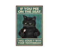 GCHPRINTEU If You Pee On The Seat-Funny Black Cat Bathroom Signs Motivational Canvas Poster Gift Home Wall Decoration Animal Fun Art Print for Bedroom Living Room 20x30inch(50x75cm) Unframe-style