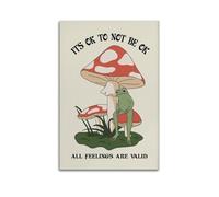 GCHPRINTEU Its Ok to Not Be Ok Motivation Frog Is Under The Mushroom Music Album Canvas Poster Gift Home Wall Decoration Animal Fun Art Print for Bedroom Living Room 20x30inch(50x75cm) Unframe-style