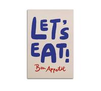 GCHPRINTEU Let's Eat Bon Appetit Print, Hand-drawn Food Poster Music Album Canvas Poster Gift Home Wall Decoration Animal Fun Art Print for Bedroom Living Room 24x36inch(60x90cm) Unframe-style