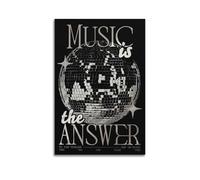 GCHPRINTEU Music Is The Answer Black Disco Ball Canvas Poster Sweet Home Wall Art Print for Wall Decoration 08x12inch(20x30cm) Unframe-style