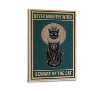 GCHPRINTEU Never Mind The Witch-Black Cat Vintage Motivational Motivational Canvas Poster Gift Home Wall Decoration Animal Fun Art Print for Bedroom Living Room 20x30inch(50x75cm) Frame-style