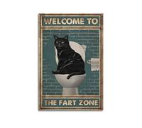 GCHPRINTEU Welcome To The Fart Zone-Funny Black Cat Bathroom Signs Motivational Canvas Poster Gift Home Wall Decoration Animal Fun Art Print for Bedroom Living Room 20x30inch(50x75cm) Unframe-style-1