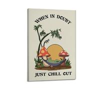 GCHPRINTEU When In Doubt Just Chill Out Motivational Print, Frog Poster Home Office Music Album Canvas Poster Gift Home Wall Decoration Animal Fun Art Print for Bedroom Living Room 12x18inch(30x45cm)