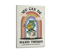 GCHPRINTEU You Can Do Hard Things Poster Frog Is Sitting on The Mushroom And Playing The Guita Music Album Canvas Poster Gift Home Wall Decoration Animal Fun Art Print for Bedroom Living Room 08x12inc