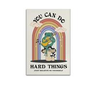 GCHPRINTEU You Can Do Hard Things Poster Frog Is Sitting on The Mushroom And Playing The Guita Music Album Canvas Poster Gift Home Wall Decoration Animal Fun Art Print for Bedroom Living Room 24x36inc