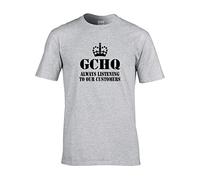GCHQ- Always Listening to Our CUSTOMERS- Funny Joke Spy Men's T-Shirt Grey