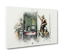 Gchq Government Spies By Banksy Canvas Print | Gallery Wrapped 30mm Frame Wall Art | 20x14 inches | Ready to Hang | Pop Art Picture | Living Room Bedroom Lounge Office