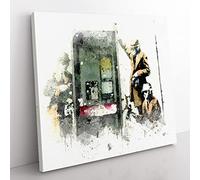 GCHQ Government Spies by Banksy Canvas Wall Art Print 20x20 Inch