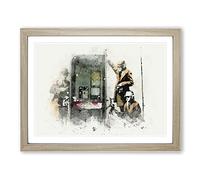 Gchq Government Spies By Banksy Modern Art Framed Print | A2 Oak Framed Wall Art | Ready to Hang | Modern Nature Picture | Living Room Bedroom Lounge Office