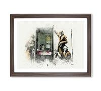 Gchq Government Spies By Banksy Modern Art Framed Print | A4 Walnut Framed Wall Art | Ready to Hang | Modern Nature Picture | Living Room Bedroom Lounge Office