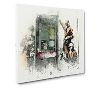 GCHQ Government Spies by Banksy Modern Canvas Wall Art Print Ready to Hang, Framed Picture for Living Room Bedroom Home Office Décor, 20x20 Inch (50x50 cm)