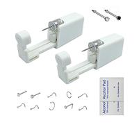 GCHSSS 2 Pack Nose Piercing Kit, Disposable Safe Sterile Piercing Unit For Self Nose Piercing Gun, Nose Stud Tool with Free 10 Nose Rings (White+Black)