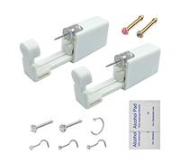 GCHSSS Nose Piercing Kit, 2 Pack Nose Piercing Gun, Disposable Safe Sterile Piercing Unit, Contains 6 Replaceable Nose Pins, Fit For Self Nose Piercing, Stainless Steel