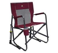 GCI Outdoor Freestyle Rocker Camping Chair | Portable Folding Rocking Chair with Solid, Durable Armrests, Drink Holder & Comfortable Backrest - Cinnamon