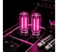 Gcidto 2 PCS Touch Dimmable USB Glass Bottle Night Light, Pink Retro Vintage Car Interior Ambient Lamp with Warm Glow, Portable Mini Light for Bedroom, Hallway, Camping, Office (Pink, 2pack)
