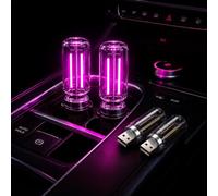 Gcidto 2 PCS Touch Dimmable USB Glass Bottle Night Light, Purple Retro Vintage Car Interior Ambient Lamp with Warm Glow, Portable Mini Light for Bedroom, Hallway, Camping, Office (Purple, 2pack)