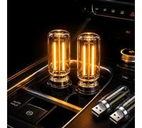 Gcidto 2 PCS Touch Dimmable USB Glass Bottle Night Light, Yellow Retro Vintage Car Interior Ambient Lamp with Warm Glow, Portable Mini Light for Bedroom, Hallway, Camping, Office (Yellow, 2pack)