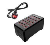 Gcidto 20-Port 100W High-Power Multi-USB Station, Smart Multi-Port Charger for Fast Charging of Smartphones, Tablets, and USB Devices.(20 port-black)