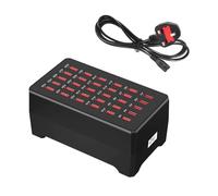 Gcidto 30-Port Black 150W High-Power Multi-USB Station, Smart Multi-Port Charger for Fast Charging of Smartphones, Tablets, and USB Devices.