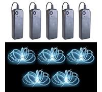 Gcidto EL Wire 5-Colour Pack, 9ft（2.75m） Neon Light Wire 5-Pack with Noise Reduction & Controller Pack for Halloween Décor & DIY. (White)