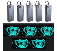 Gcidto EL Wire 5-Colour Pack, 9ft（2.75m） Neon Light Wire 5-Pack with Noise Reduction & Controller Pack for Halloween Décor & DIY.(ice Blue)