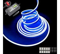 Gcidto Flexible 5M Blue Neon LED Strip Lights，12V DC 600 LEDs Waterproof SMD2835 for DIY Decor Lights for Parties, Bars, Bedrooms, Store Signs(Includes Power Adapter).