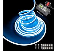 Gcidto Flexible 5M Ice Blue Neon LED Strip Lights，12V DC 600 LEDs Waterproof SMD2835 for DIY Decor Lights for Parties, Bars, Bedrooms, Store Signs(Includes Power Adapter).