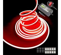 Gcidto Flexible 5M Red Neon LED Strip Lights，12V DC 600 LEDs Waterproof SMD2835 for DIY Decor Lights for Parties, Bars, Bedrooms, Store Signs(Includes Power Adapter).