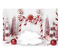 GCIREC 10x6.5ft Christmas Backdrop Red White Candy Cane Xmas Decorations Family Holiday Party Photography Background Christmas Birthday Party Decoration Banner Photo Booth Props