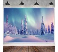 GCIREC 10x8ft Northern Lights Backdrop Light Purple Green Aurora Borealis Forest Backdrop Natural Wonderland Photography Background Christmas Birthday Party Decoration Banner Photo Booth Props