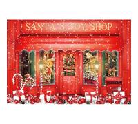 GCIREC 10x8ft Red Christmas Backdrop Santa's Toy Shop Candy Cane in Snow World Xmas Family Holiday Party Photography Background Xmas Banner Photo Studio Booth Kids Photography Props
