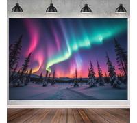 GCIREC 12x8ft Northern Lights Backdrop Colorful Aurora Borealis Forest Backdrop Natural Wonderland Photography Background Christmas Birthday Party Decoration Banner Photo Booth Props